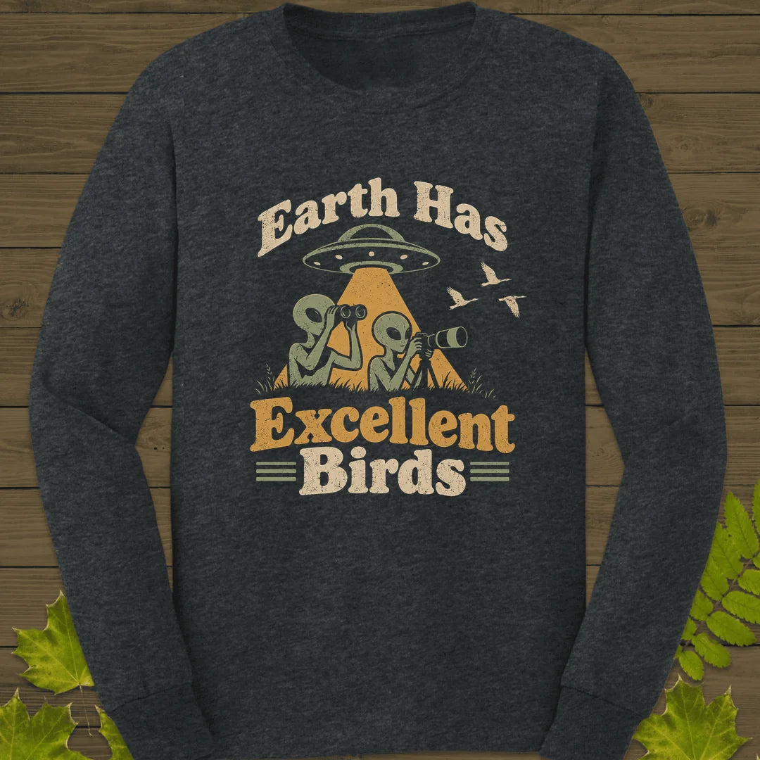 Alien Birders Long Sleeve in Dark Heather