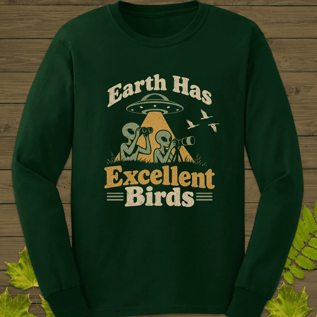 Alien Birders Long Sleeve in Forest Green