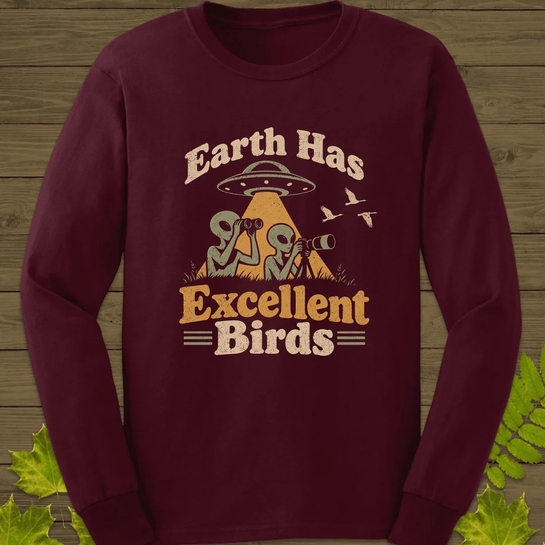 Alien Birders Long Sleeve in Maroon