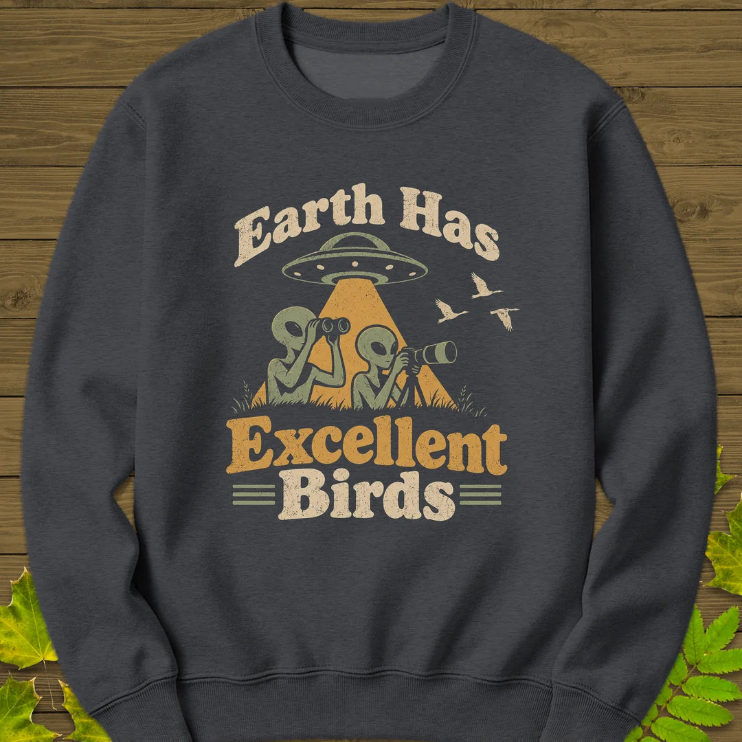 Alien Birders Sweatshirt in Dark Heather