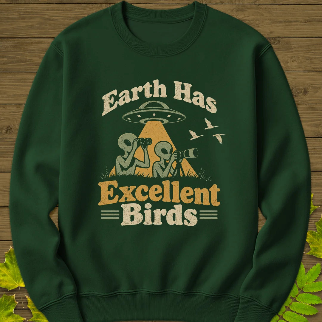 Alien Birders Sweatshirt in Forest Green