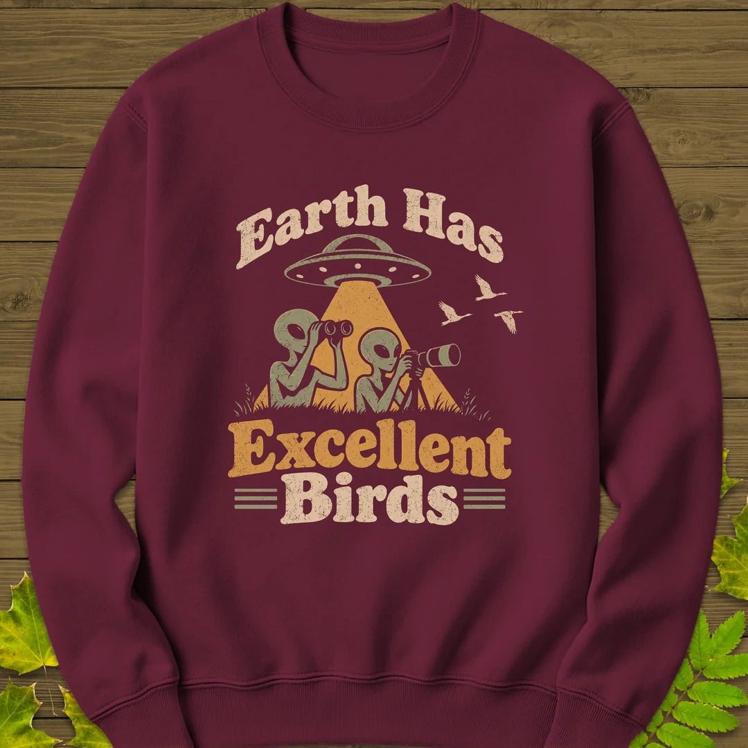 Alien Birders Sweatshirt in Maroon