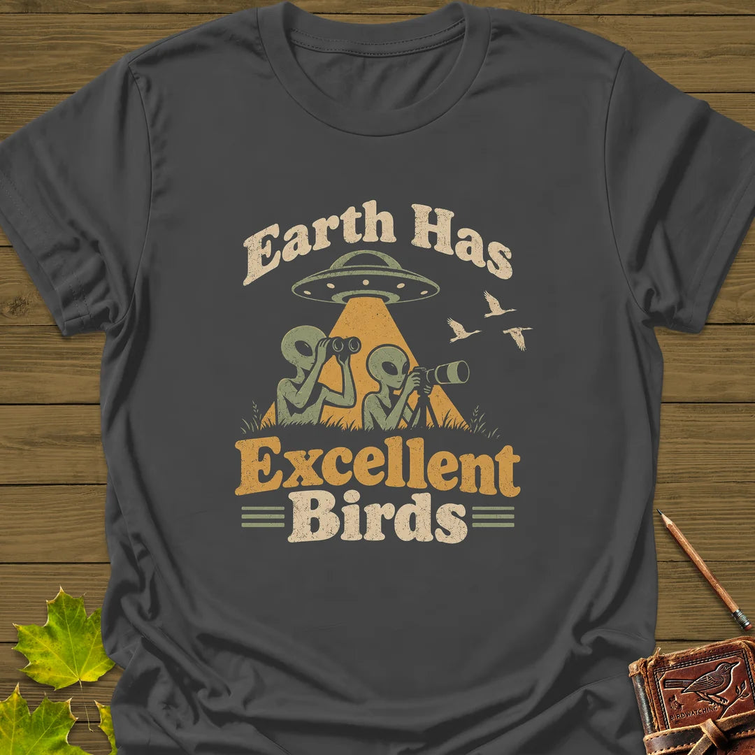 Alien Birders T-Shirt in Charcoal