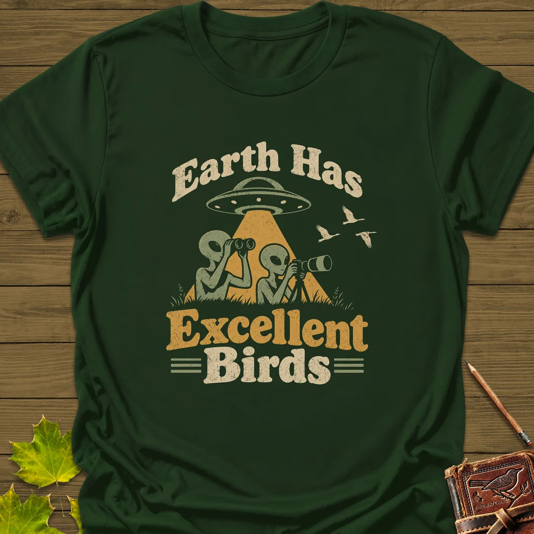 Alien Birders T-Shirt in Forest Green
