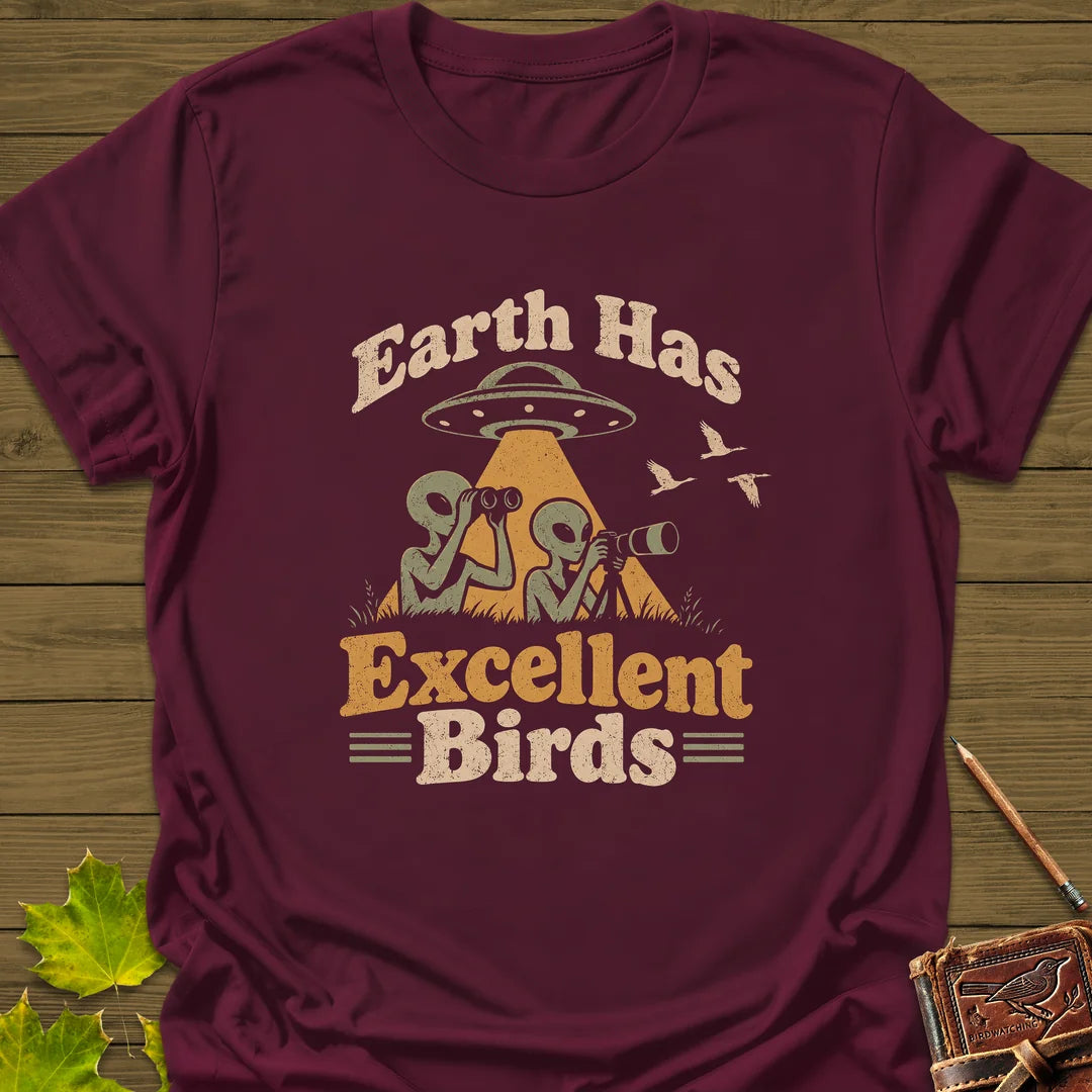 Alien Birders T-Shirt in Maroon