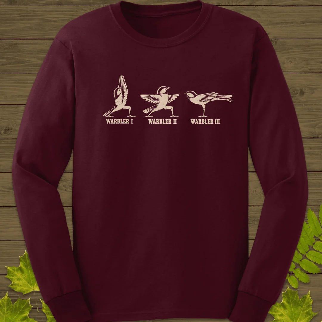 Warrior Pose Warblers Long Sleeve in Maroon