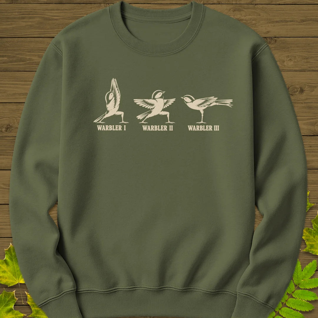 Warrior Pose Warblers Sweatshirt in Military Green
