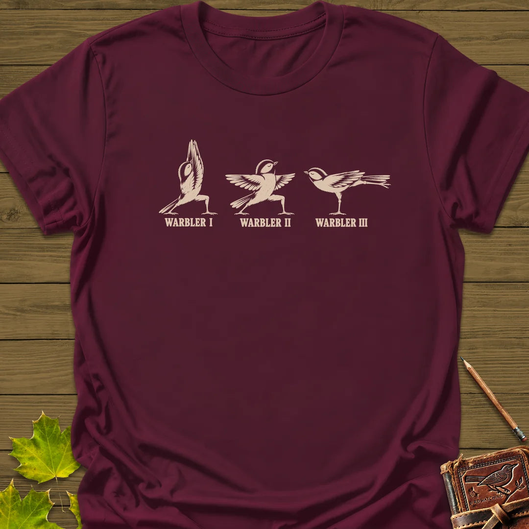 Warrior Pose Warblers T-Shirt in Maroon