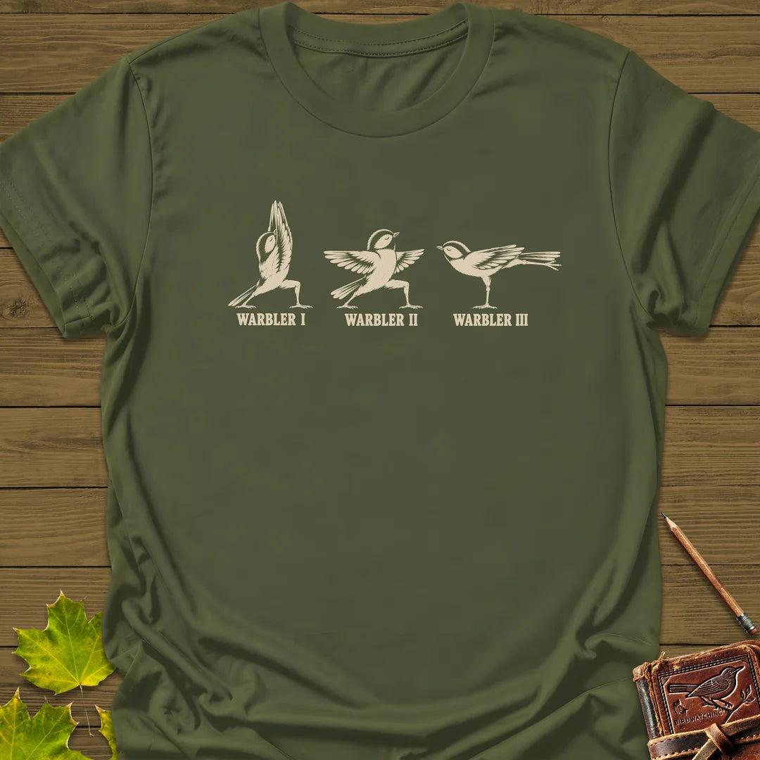 Warrior Pose Warblers T-Shirt in Military Green
