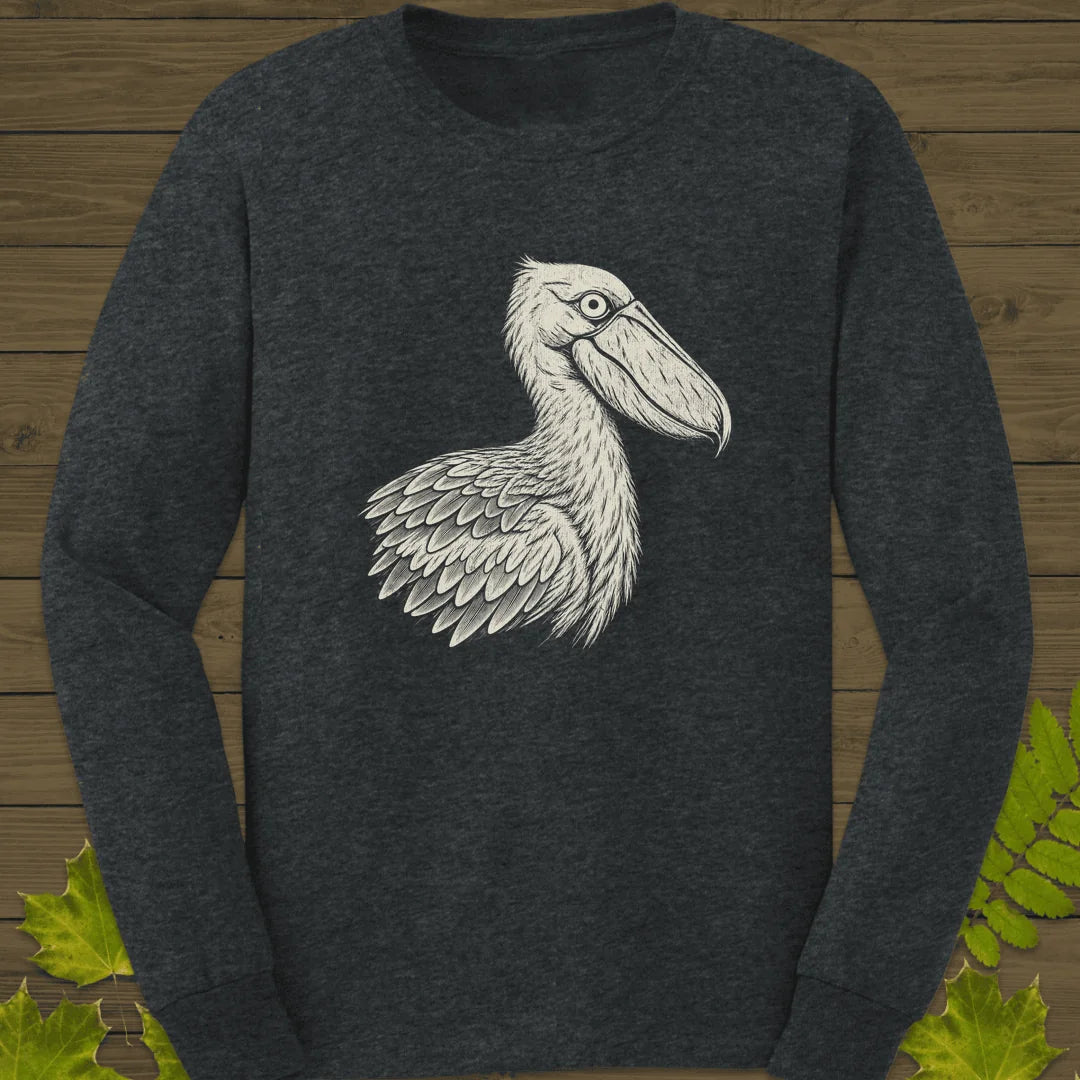 Shoebill Stare Long Sleeve in Dark Heather