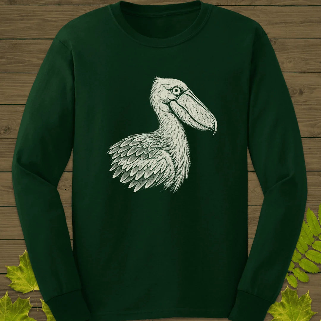 Shoebill Stare Long Sleeve in Forest Green