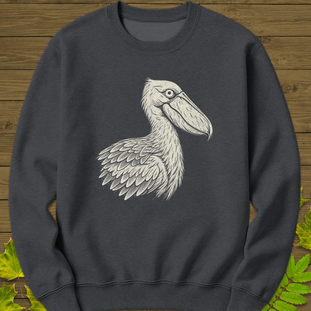 Shoebill Stare Sweatshirt in Dark Heather