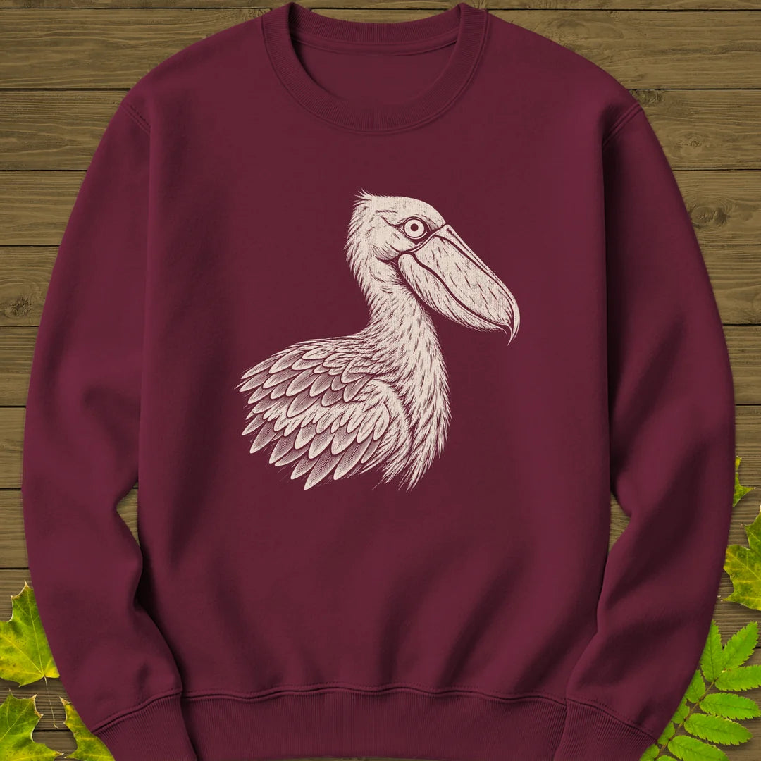 Shoebill Stare Sweatshirt in Maroon