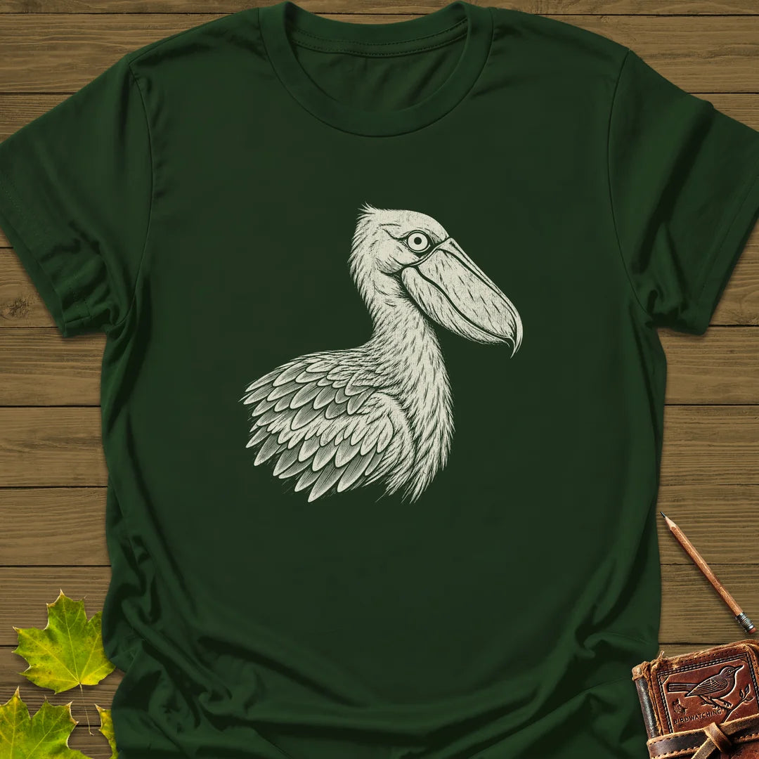 Shoebill Stare T-Shirt in Forest Green