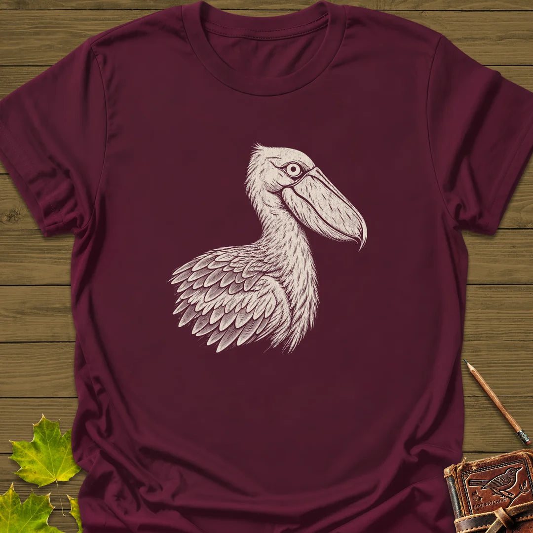Shoebill Stare T-Shirt in Maroon