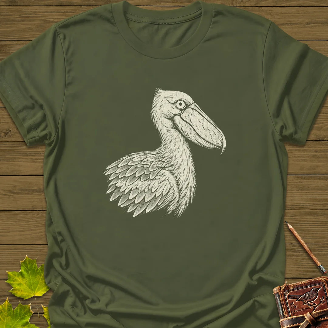 Shoebill Stare T-Shirt in Military Green