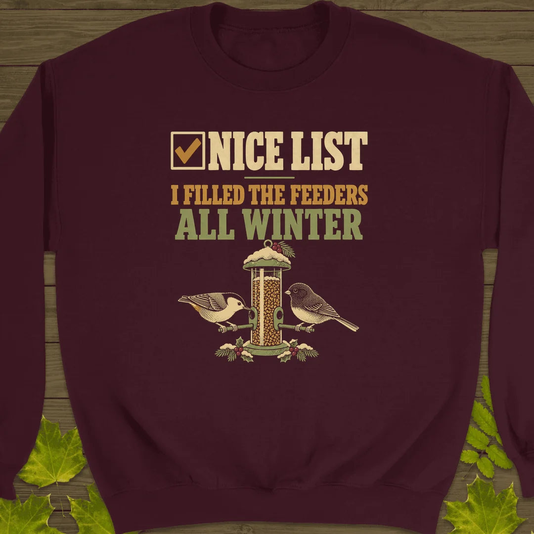 Nice List Feeders Sweatshirt in Maroon