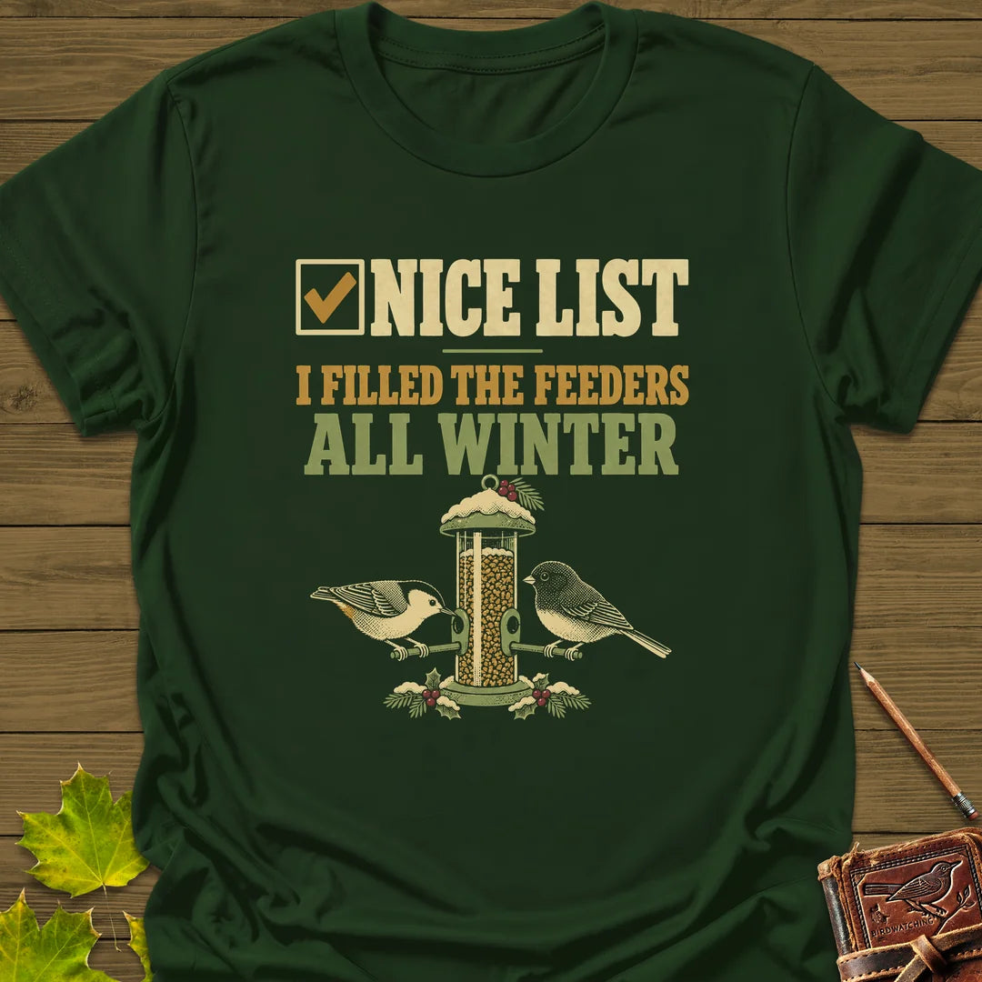 Nice List Feeders T-Shirt in Forest Green