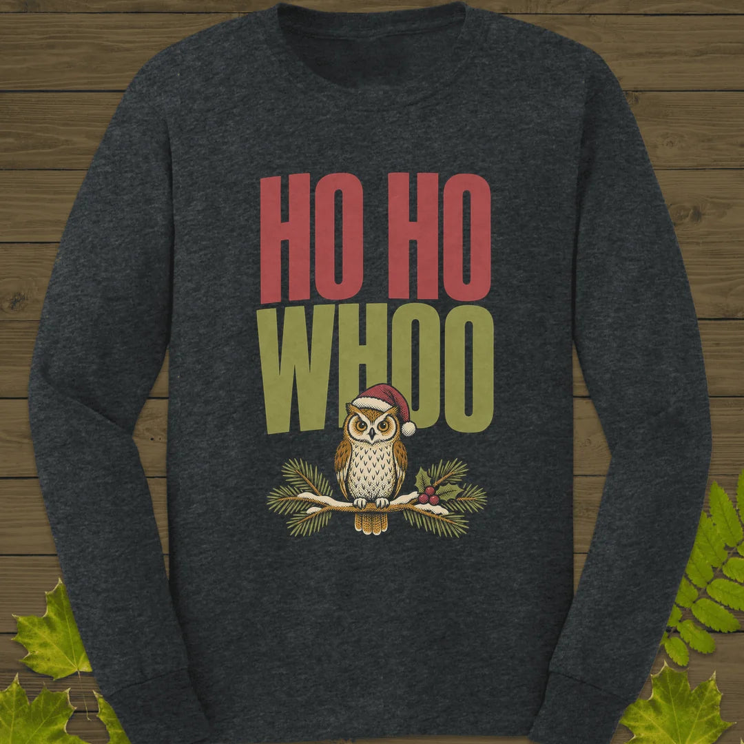 Ho Ho Whoo Long Sleeve in Dark Heather