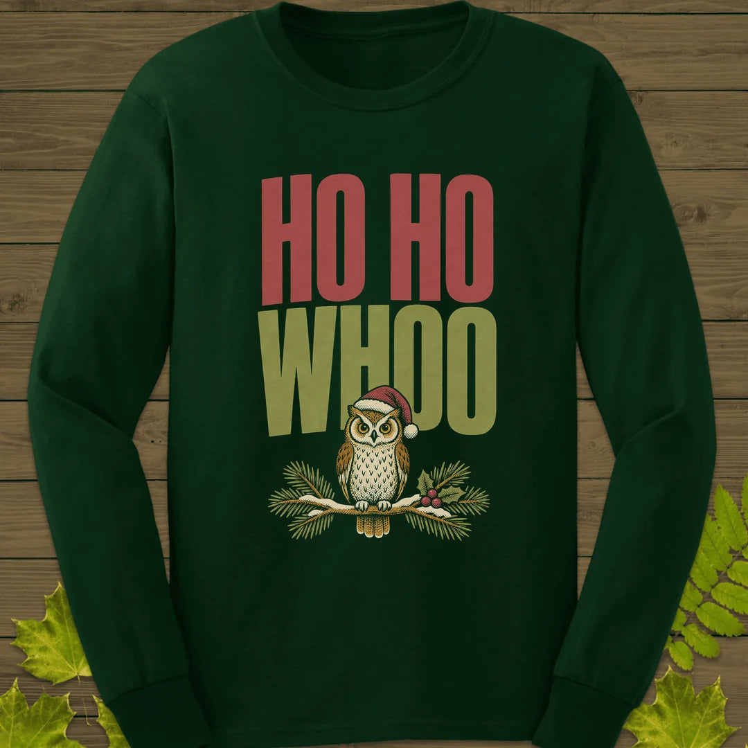Ho Ho Whoo Long Sleeve in Forest Green