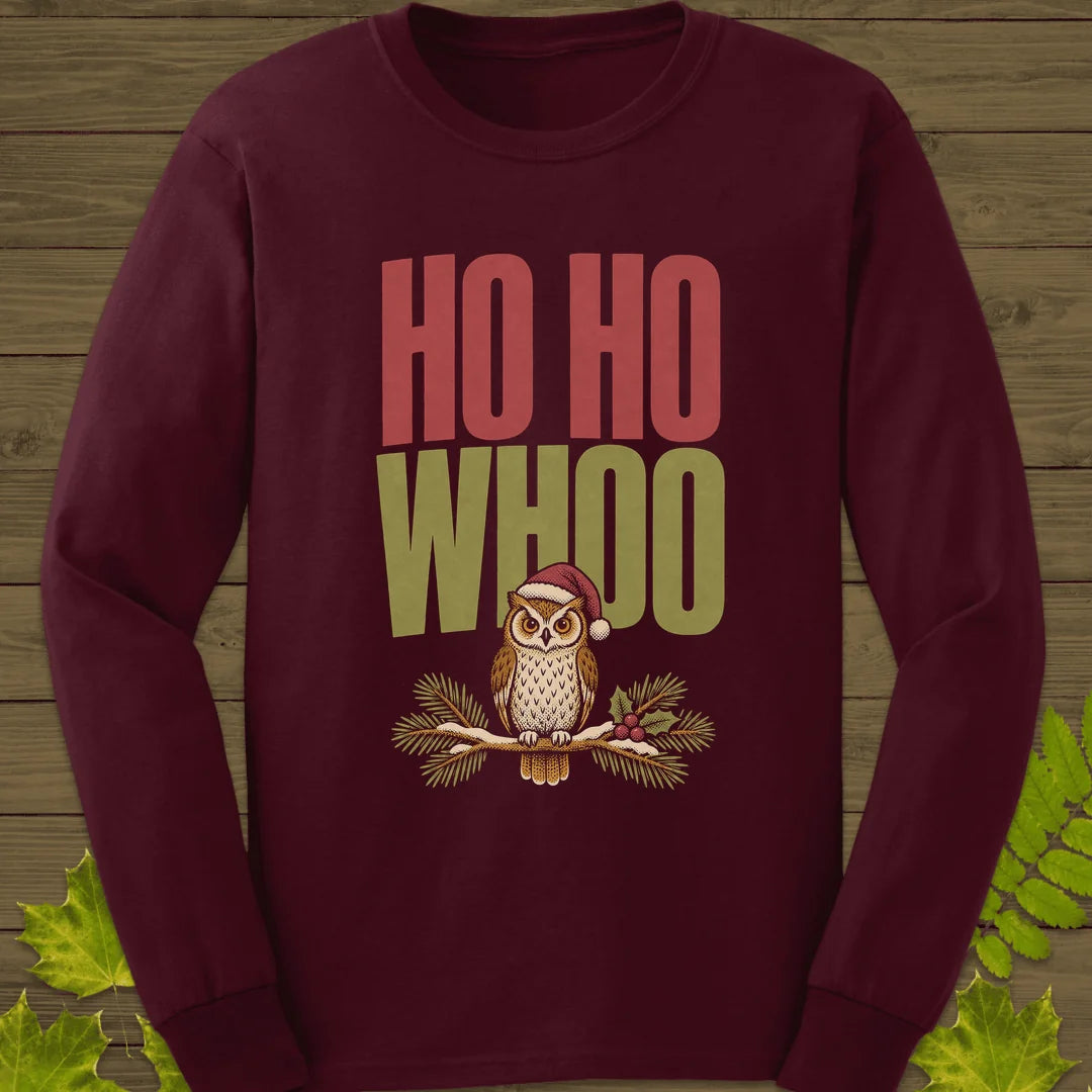 Ho Ho Whoo Long Sleeve in Maroon