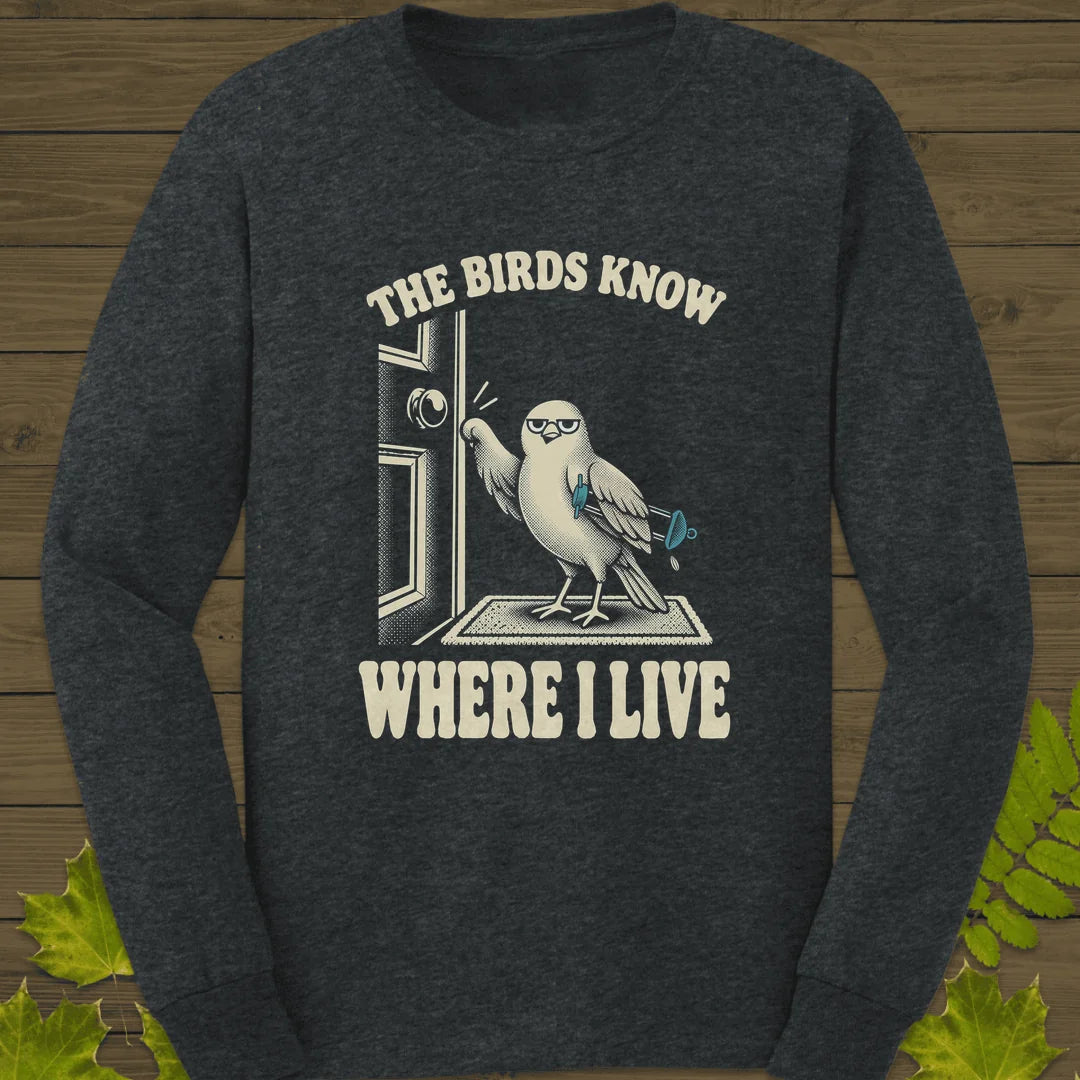 Birds Know Long Sleeve in Dark Heather