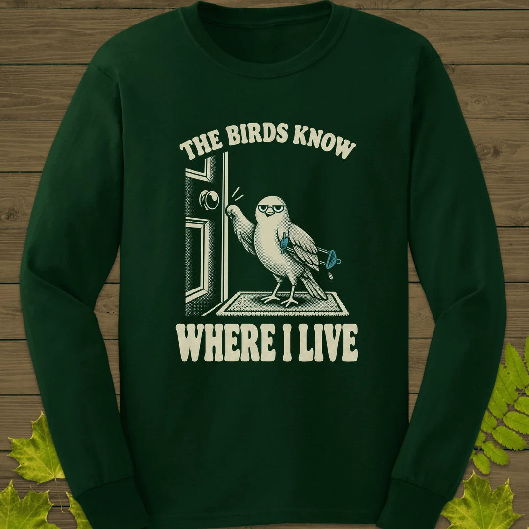Birds Know Long Sleeve in Forest Green