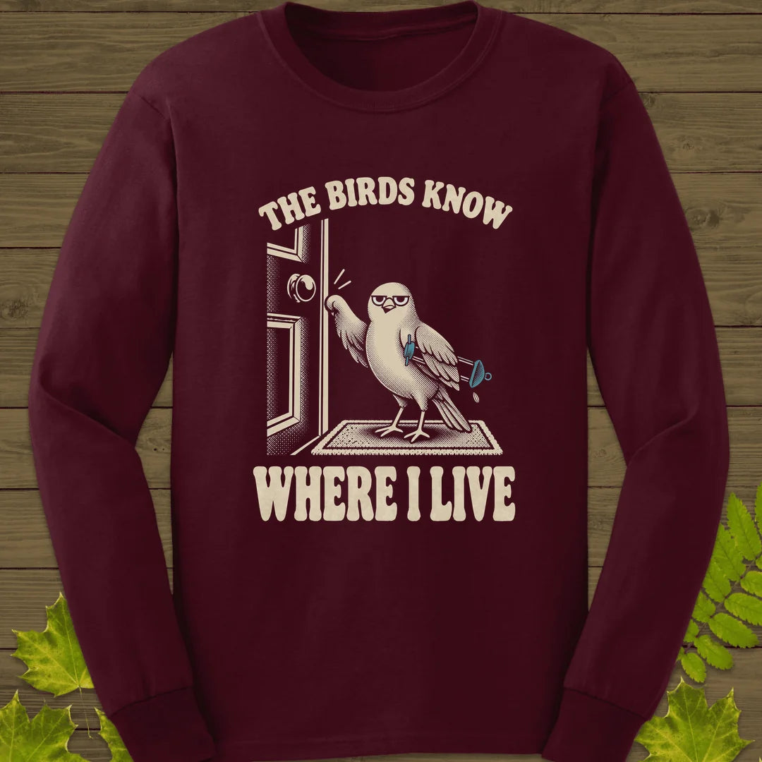 Birds Know Long Sleeve in Maroon