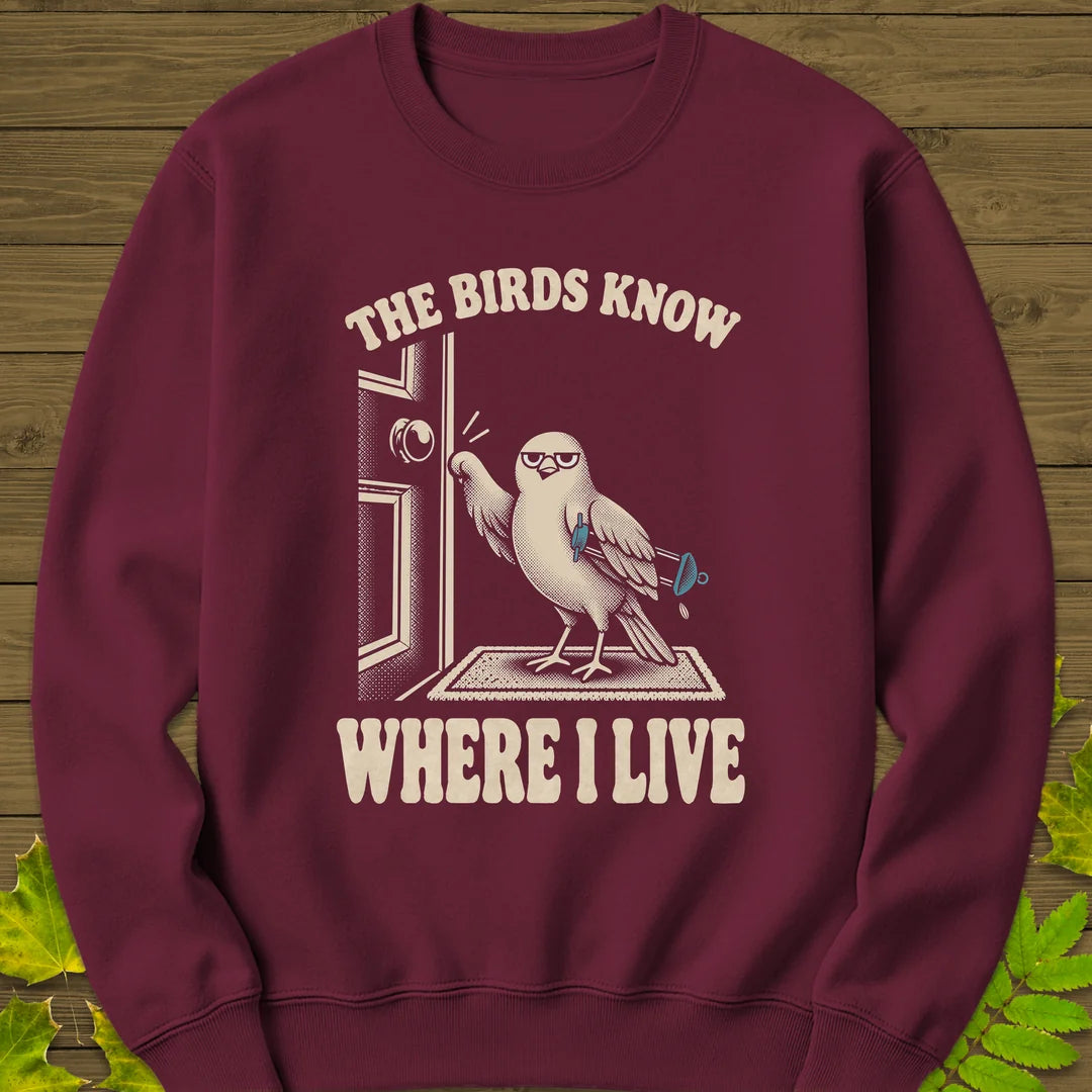 Birds Know Sweatshirt in Maroon