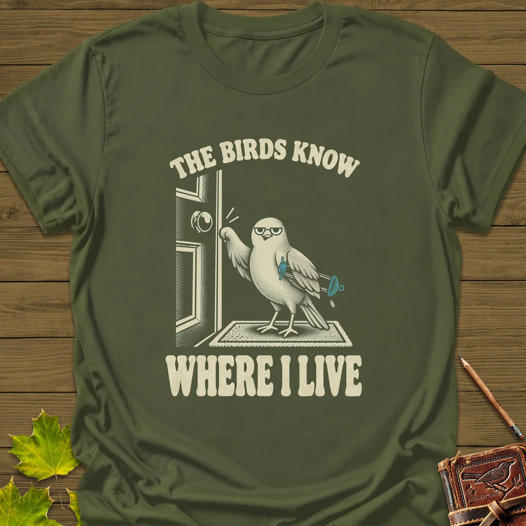 Birds Know T-Shirt in Military Green