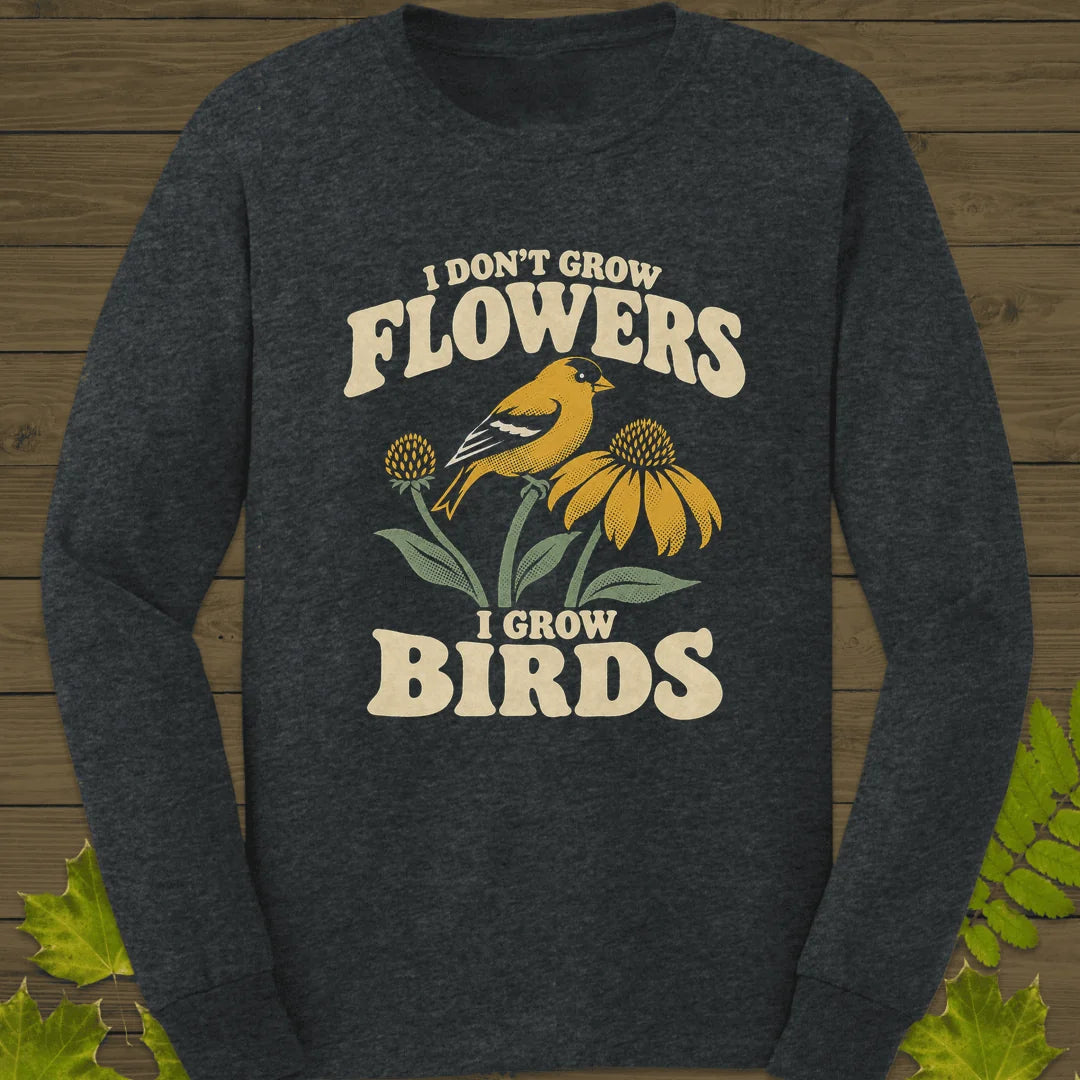 I Grow Birds Long Sleeve in Dark Heather