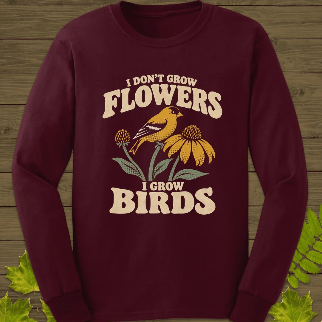 I Grow Birds Long Sleeve in Maroon