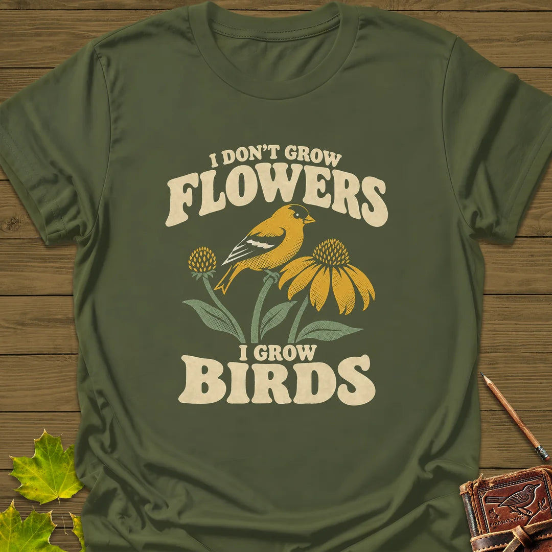 I Grow Birds T-Shirt in Military Green