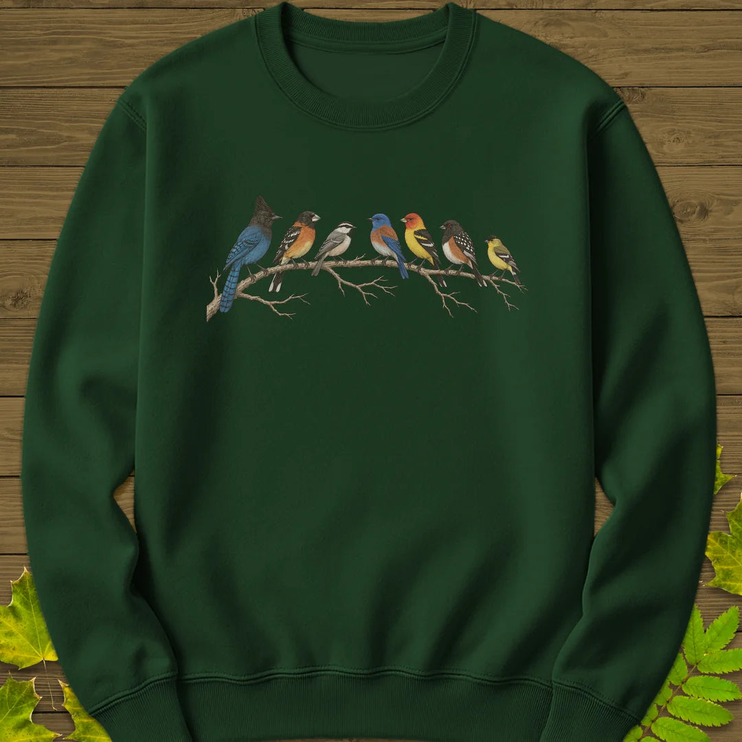 Perched Together Sweatshirt in Forest Green