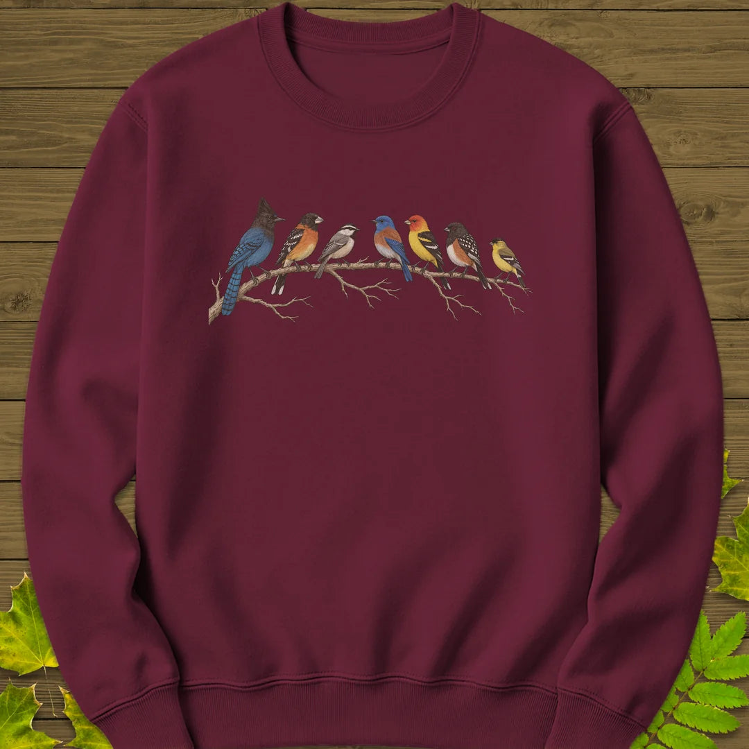 Perched Together Sweatshirt in Maroon