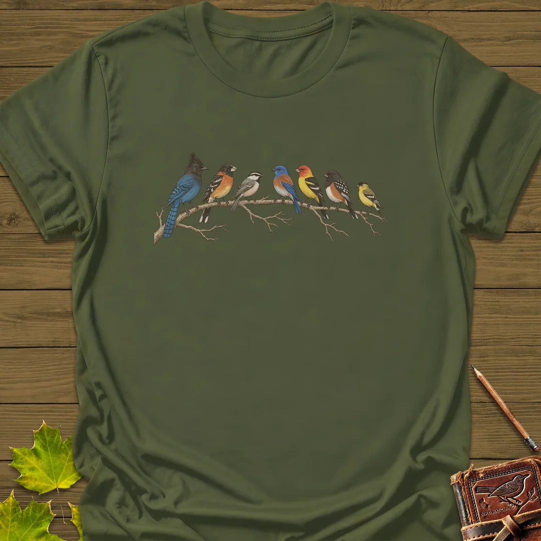 Perched Together T-Shirt in Military Green