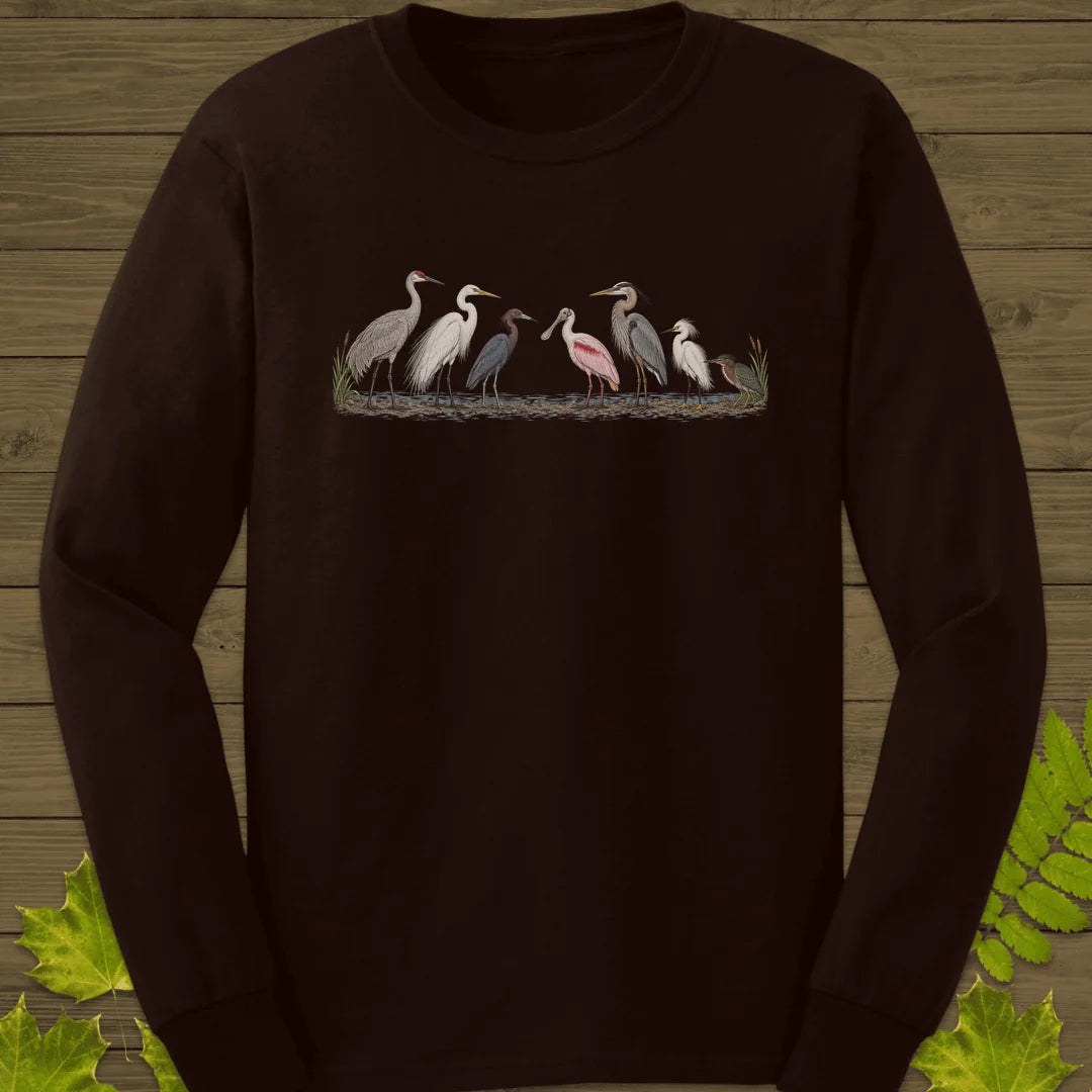 Wading Bird Lineup Long Sleeve in Dark Chocolate