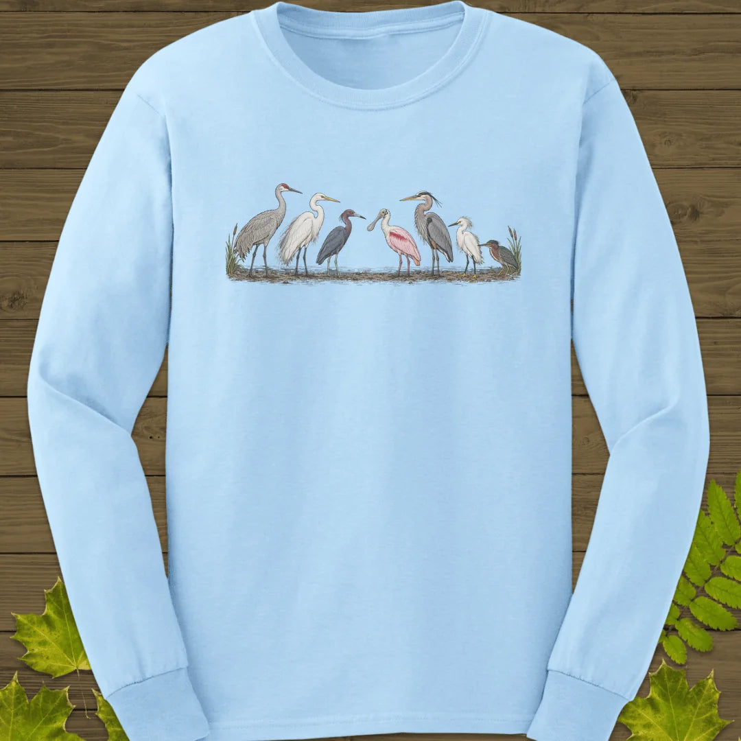 Wading Bird Lineup Long Sleeve in Light Blue