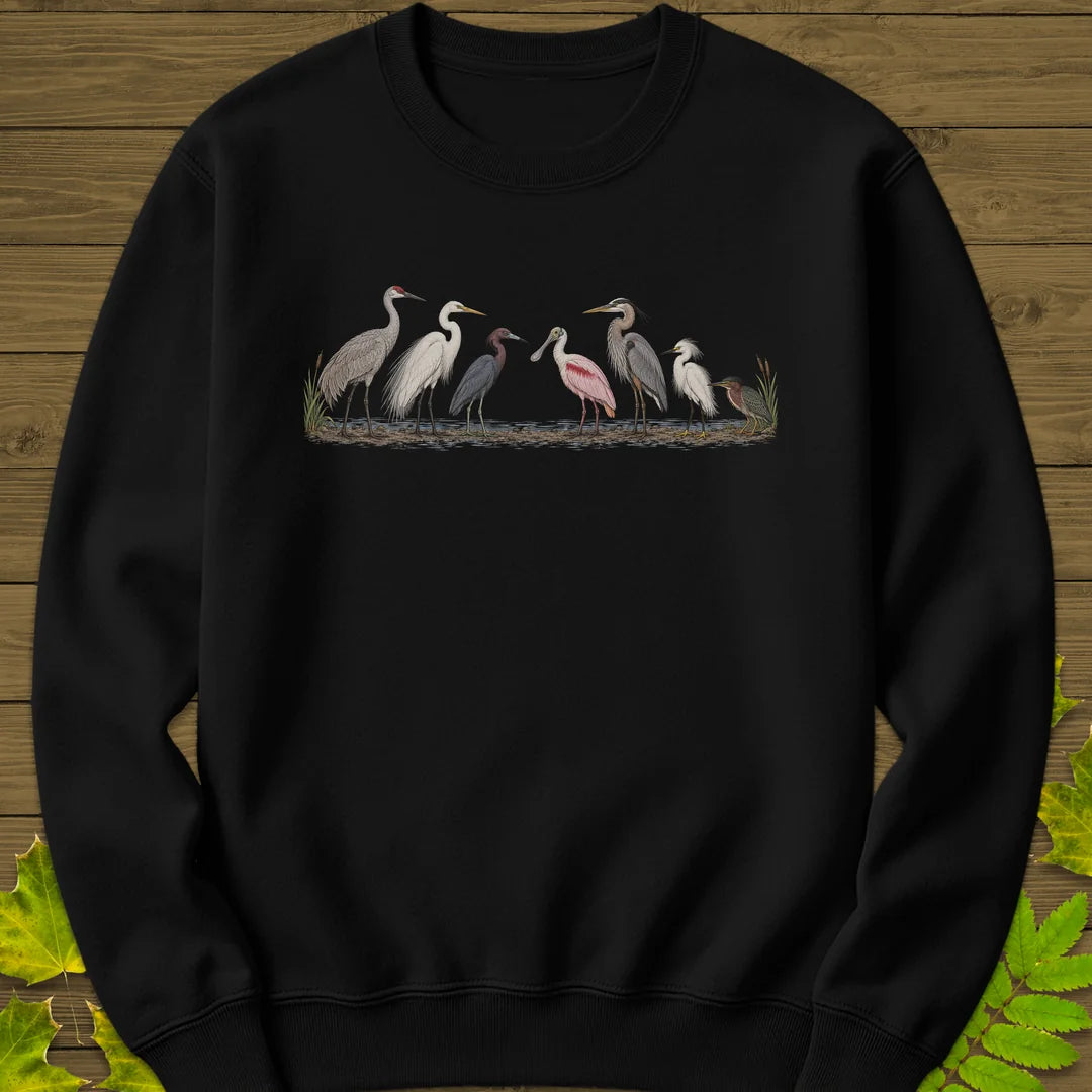 Wading Bird Lineup Sweatshirt in Black