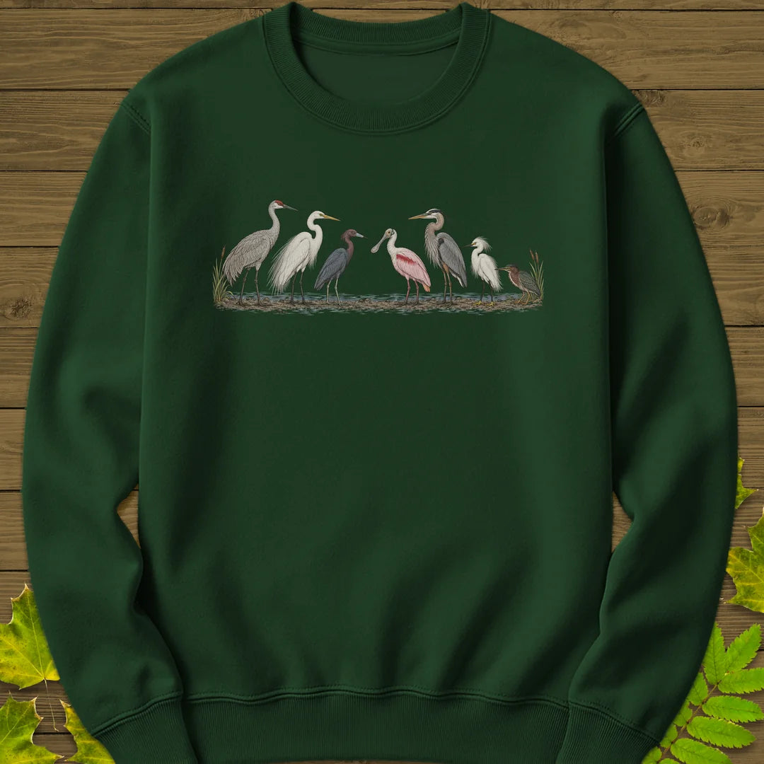 Wading Bird Lineup Sweatshirt in Forest Green