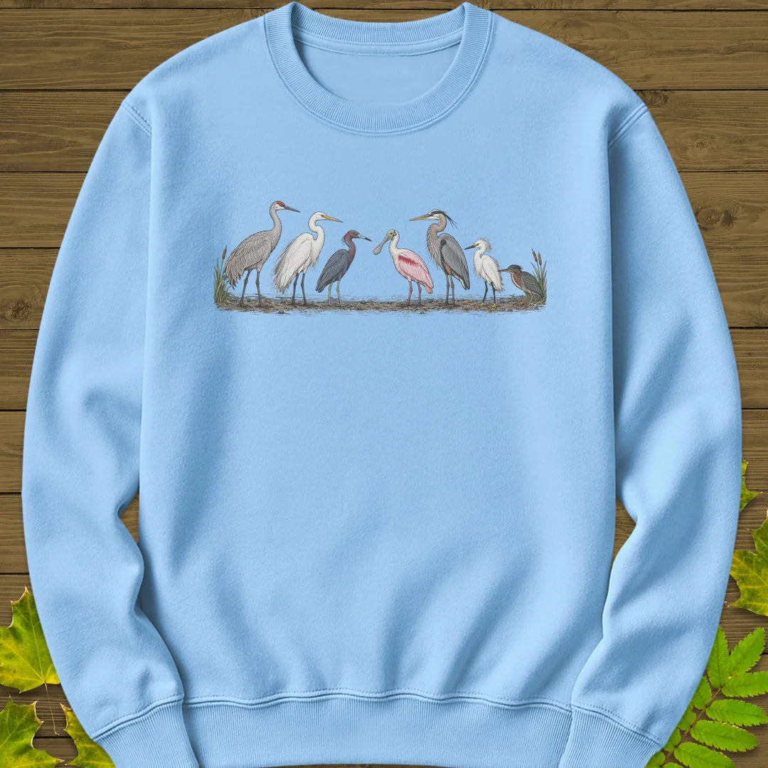 Wading Bird Lineup Sweatshirt in Light Blue