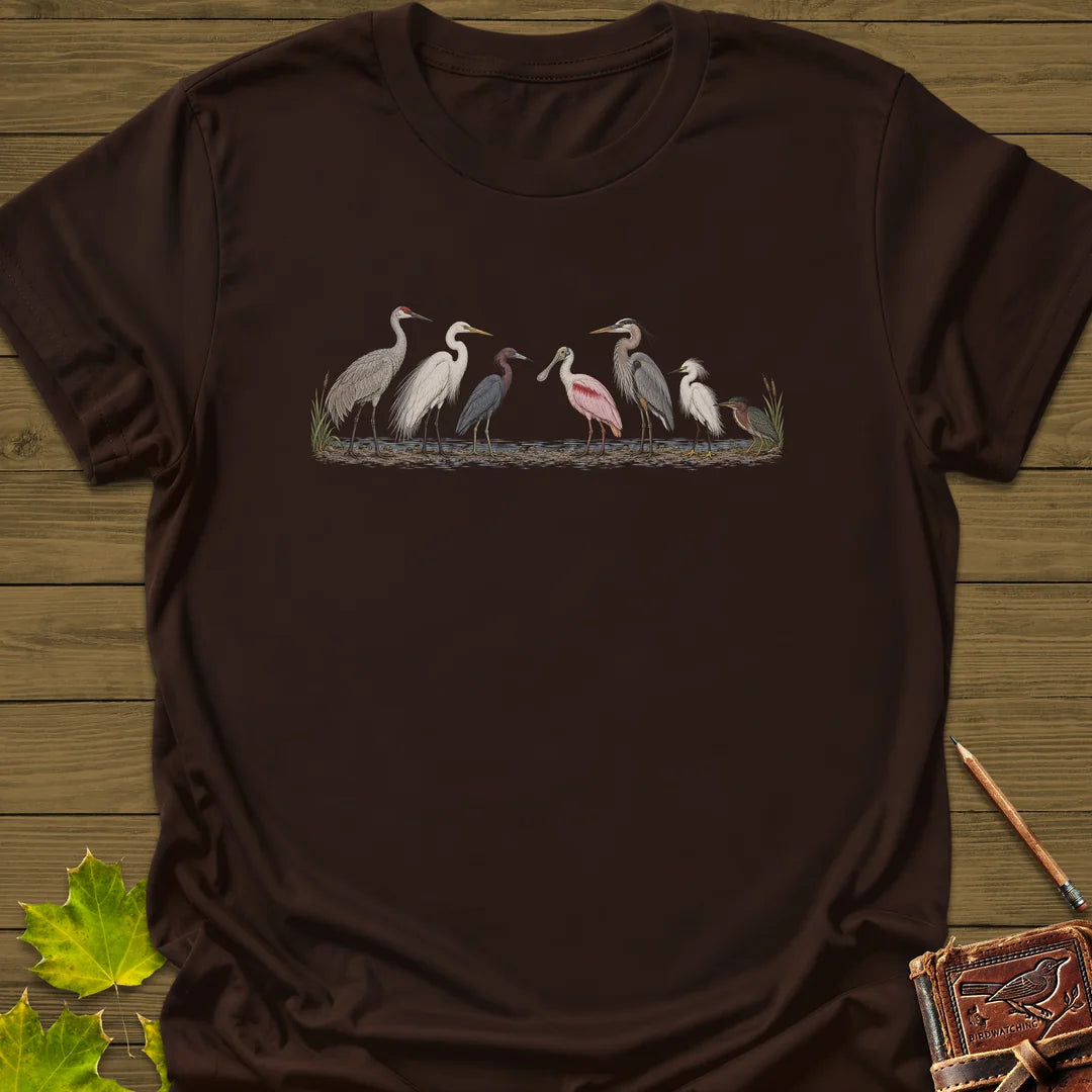 Wading Bird Lineup T-Shirt in Dark Chocolate