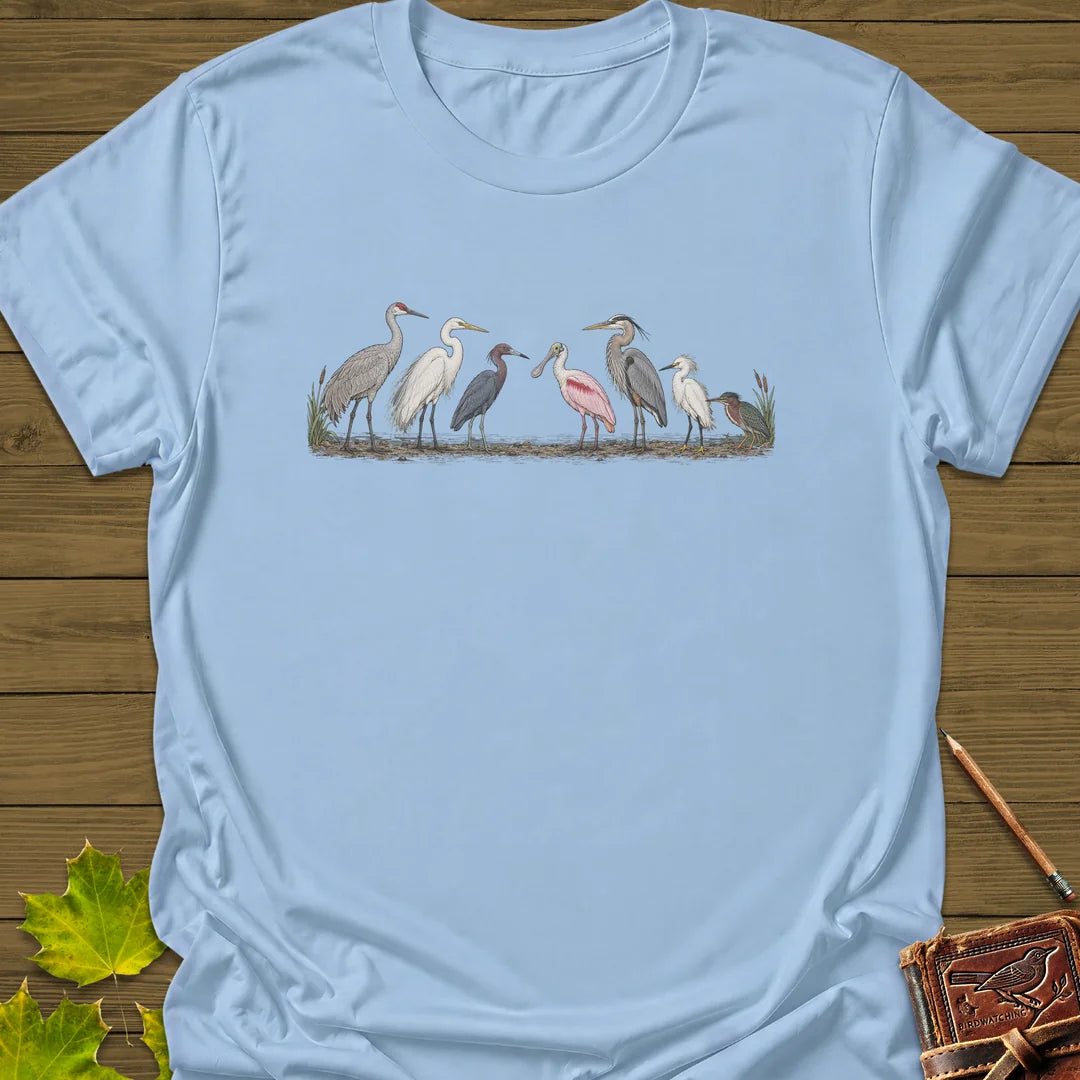 Wading Bird Lineup T-Shirt in Light Blue