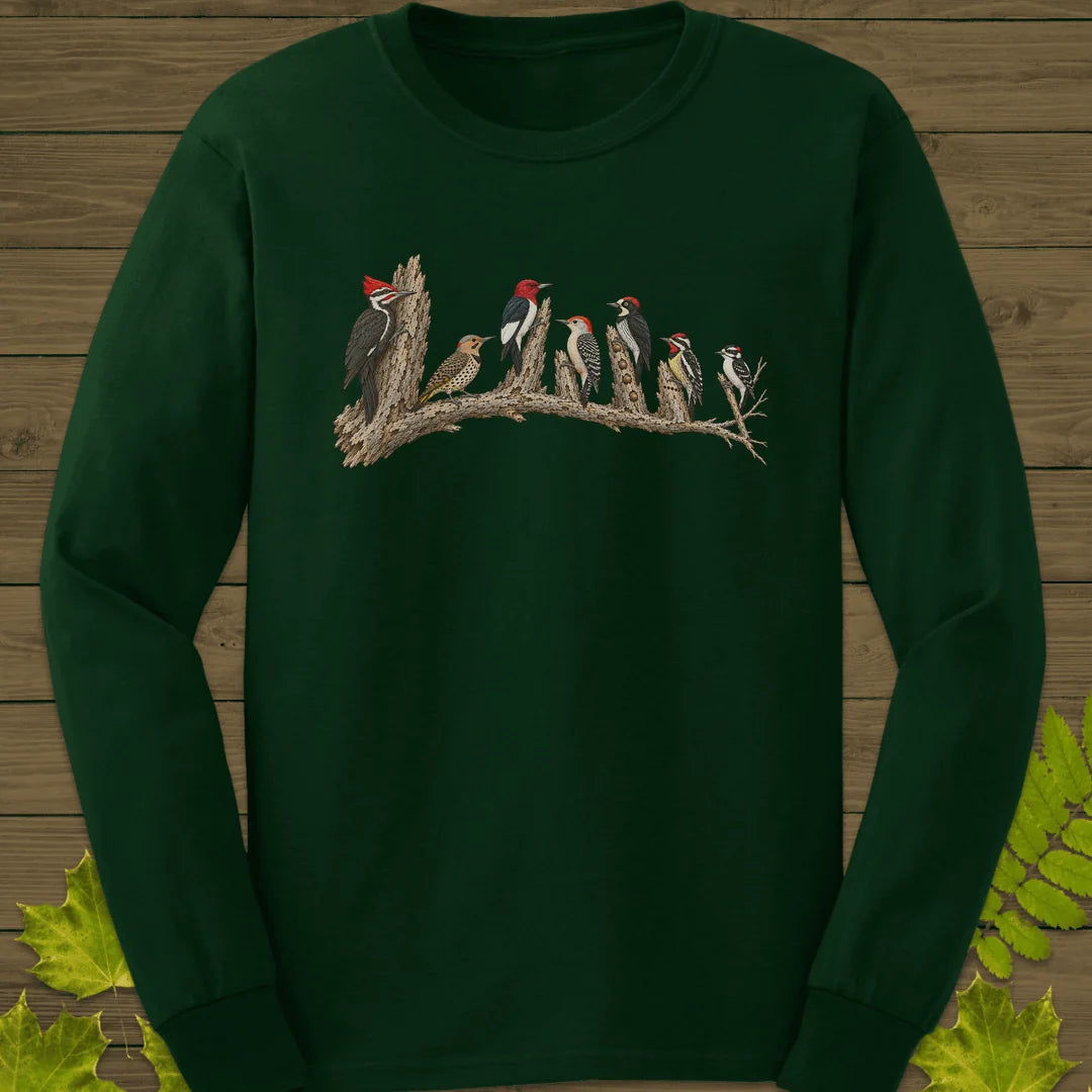 Woodpecker Lineup Long Sleeve in Forest Green