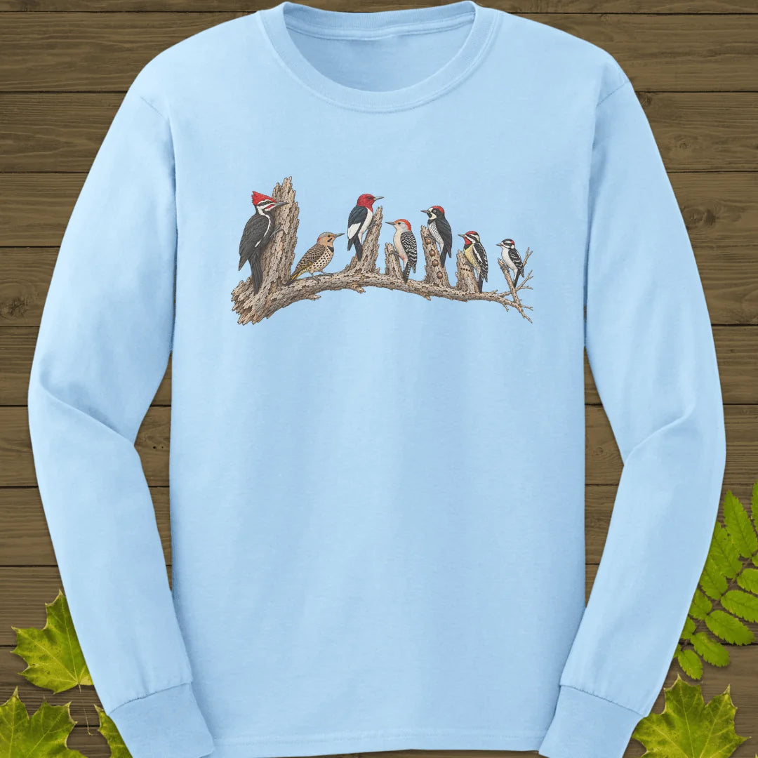 Woodpecker Lineup Long Sleeve in Light Blue