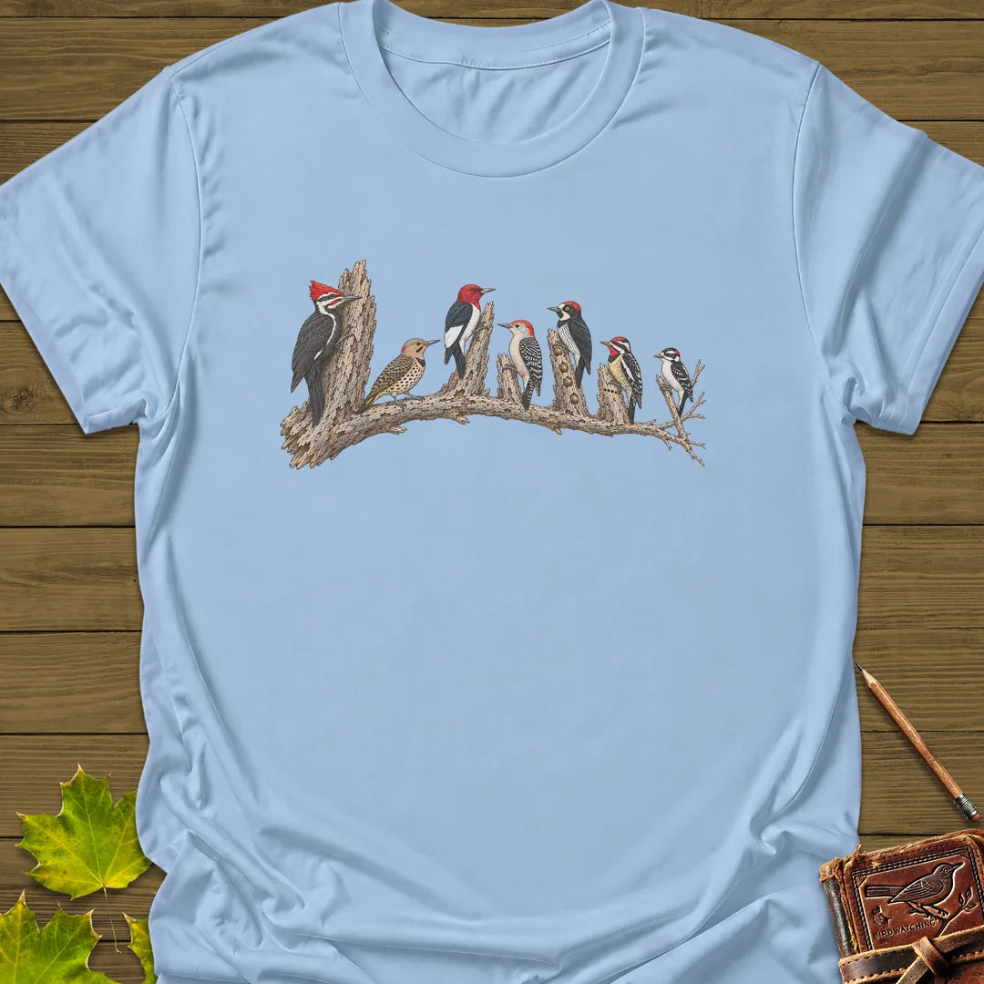Woodpecker Lineup T-Shirt in Light Blue