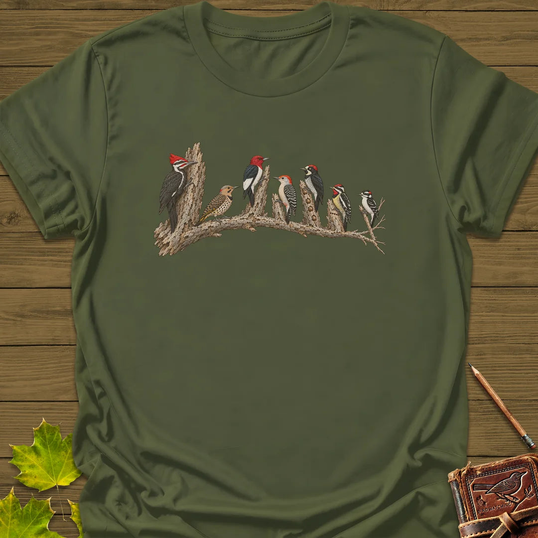 Woodpecker Lineup T-Shirt in Military Green