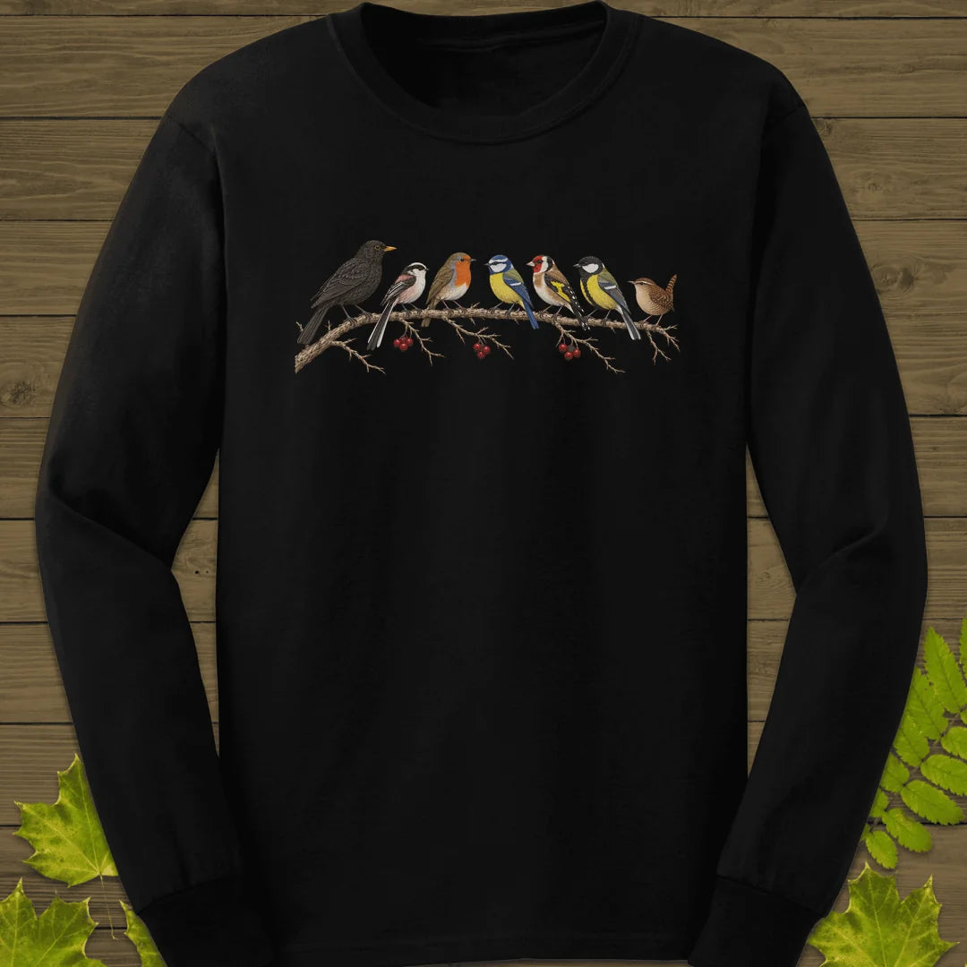 Garden Bird Lineup Long Sleeve in Black