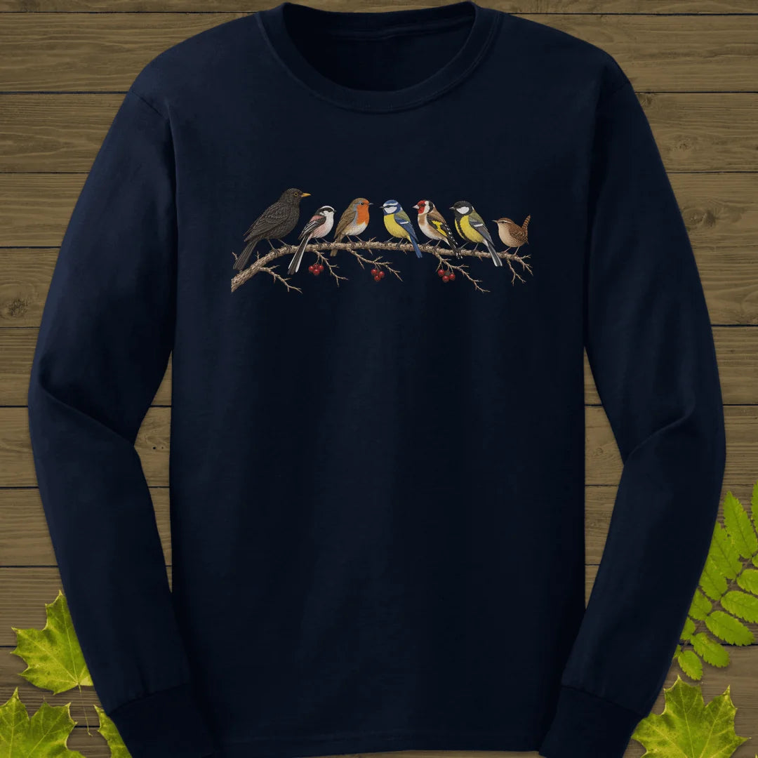 Garden Bird Lineup Long Sleeve in Navy