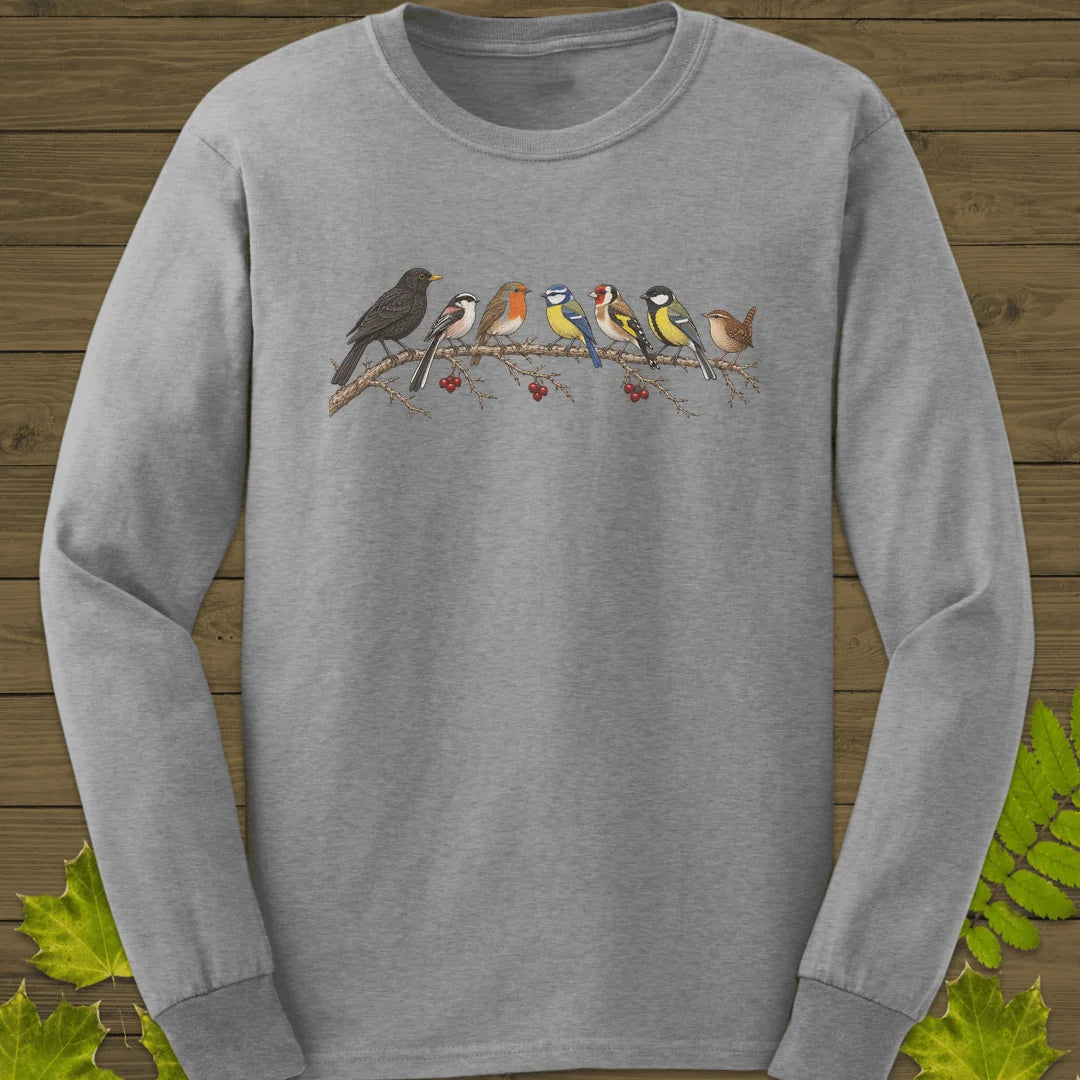 Garden Bird Lineup Long Sleeve in Sport Grey